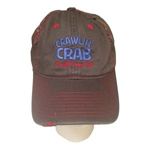 Crawlin Crab hat Craft Beer Fest cap Distressed Gray with Red Cotton Adjustable